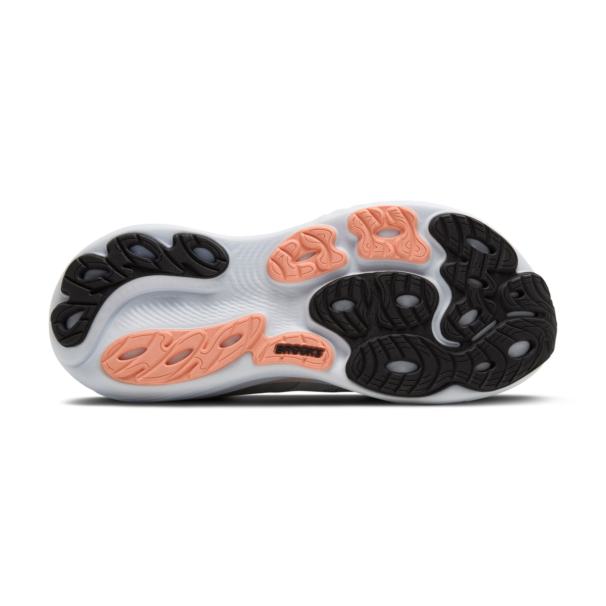 Women's Brooks Adrenaline GTS 25 in Grey/Blackened Pearl/Coral – outsole view