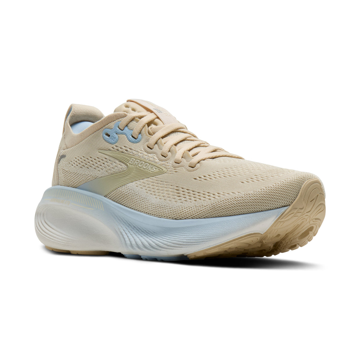 Women's Brooks Adrenaline GTS 25 in Sand/Coconut/Skyway – angle view