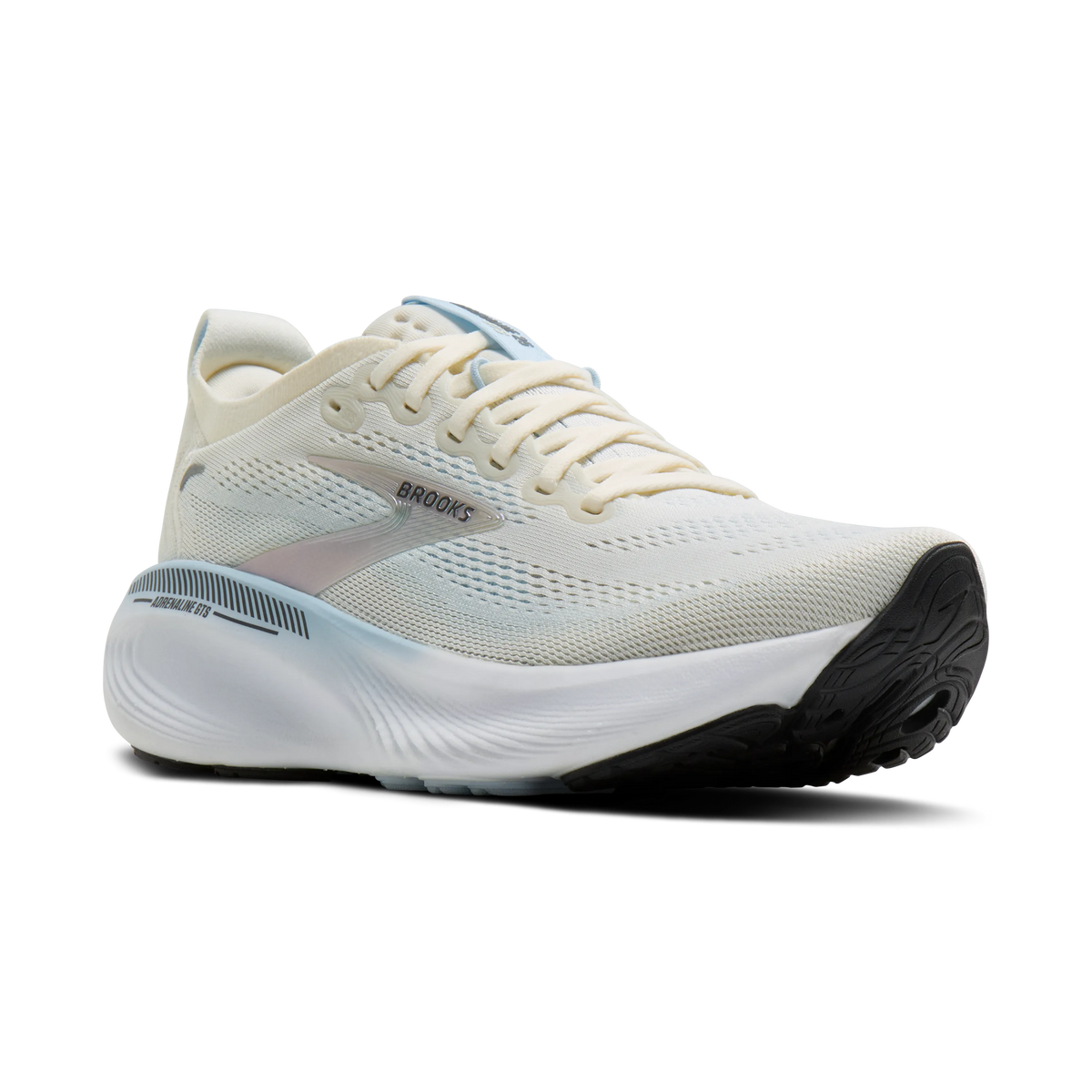 Women's Brooks Adrenaline GTS 25 in Star White/Nantucket/Chrome – angle view