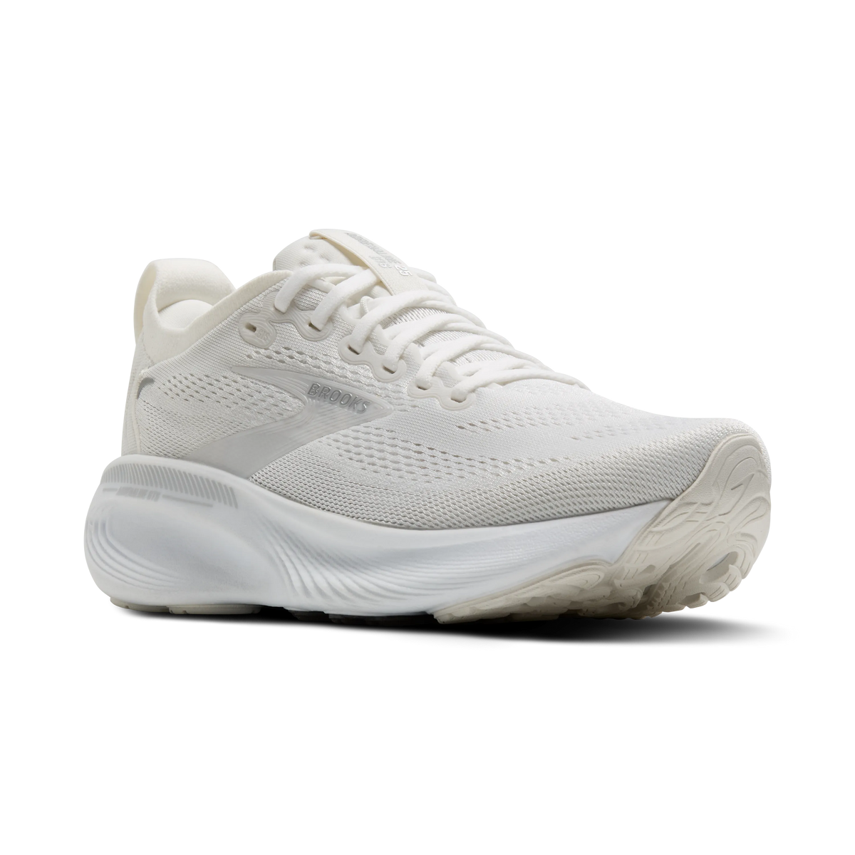 Women's Brooks Adrenaline GTS 25 in White/White/Silver – angle view