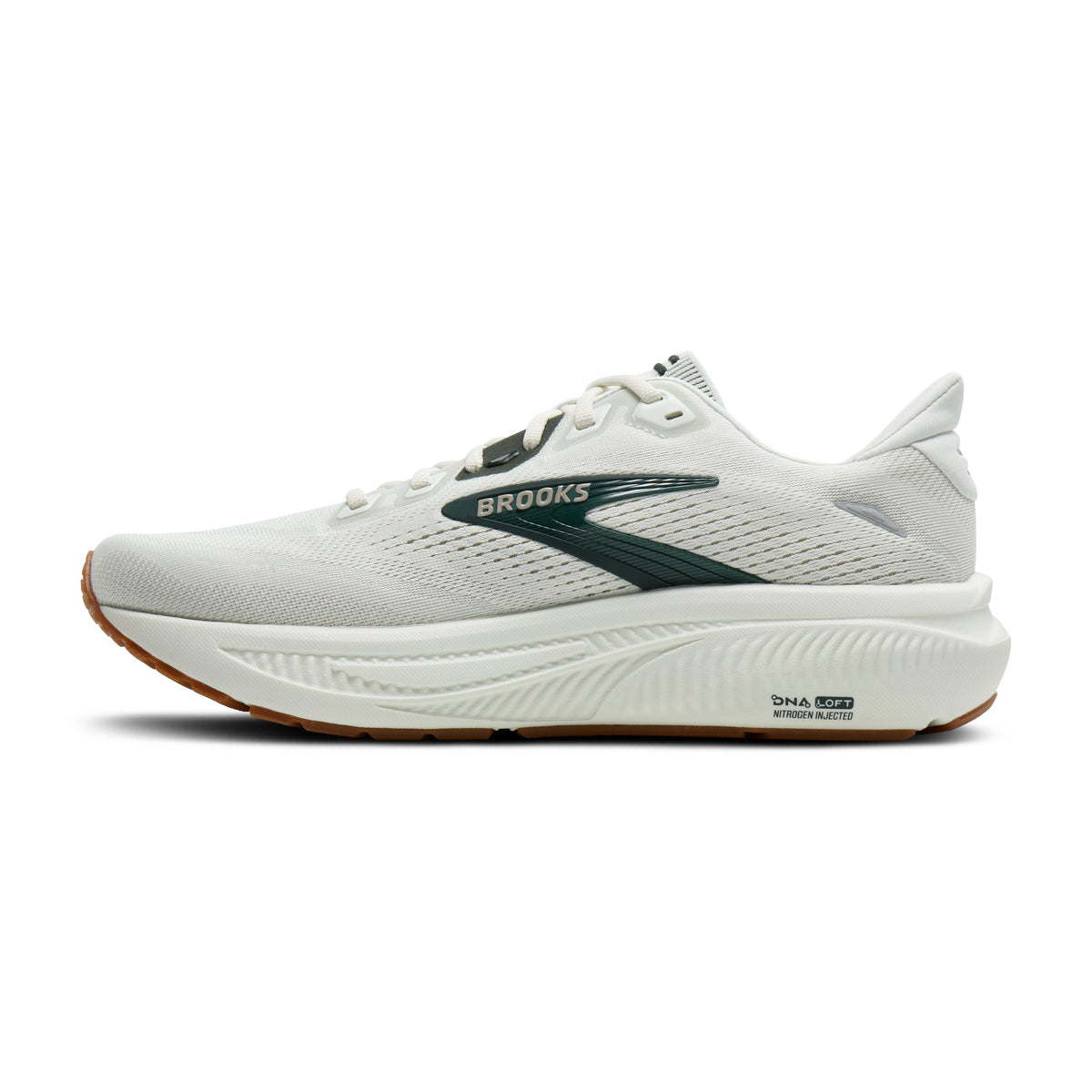 Brooks Ghost 18 men's running shoe in Grey/Spruce/Tan — medial view