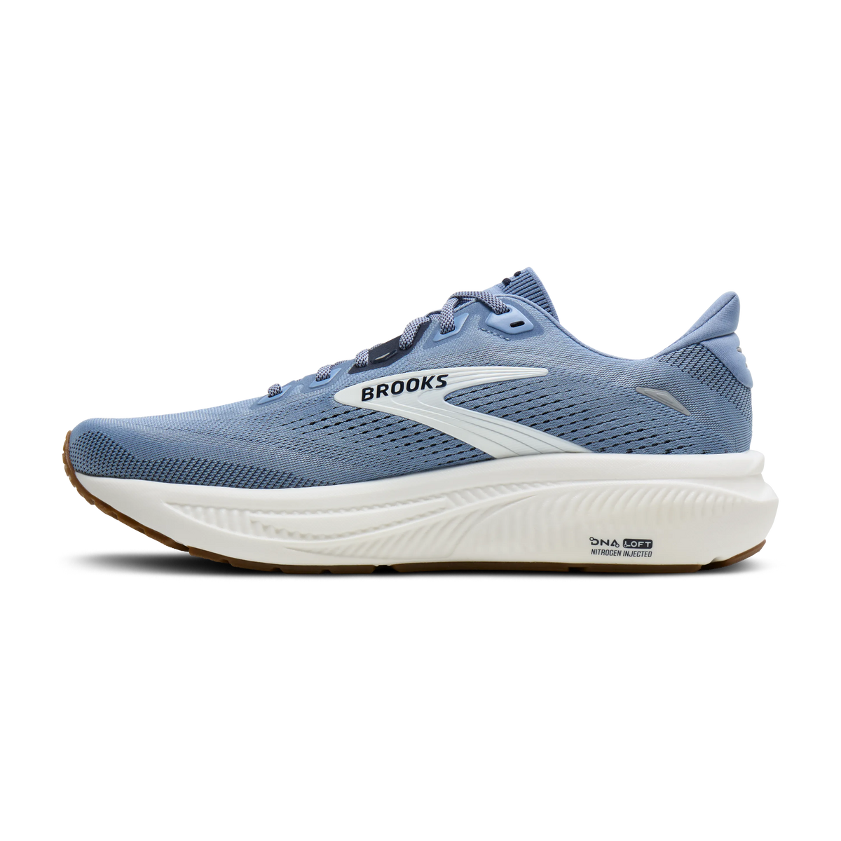 Brooks Ghost 18 men's running shoe in Rain Washed/Navy/Coconut — medial view