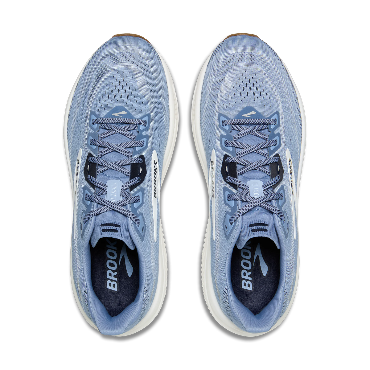 Brooks Ghost 18 men's running shoe in Rain Washed/Navy/Coconut — top view