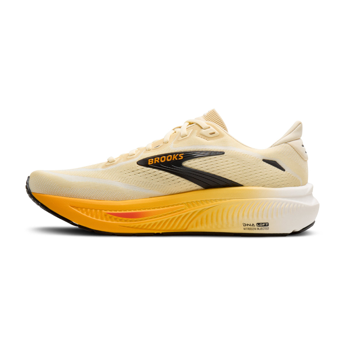 Brooks Ghost 18 men's running shoe in Rutabaga/Tigerlily/Orange — medial view