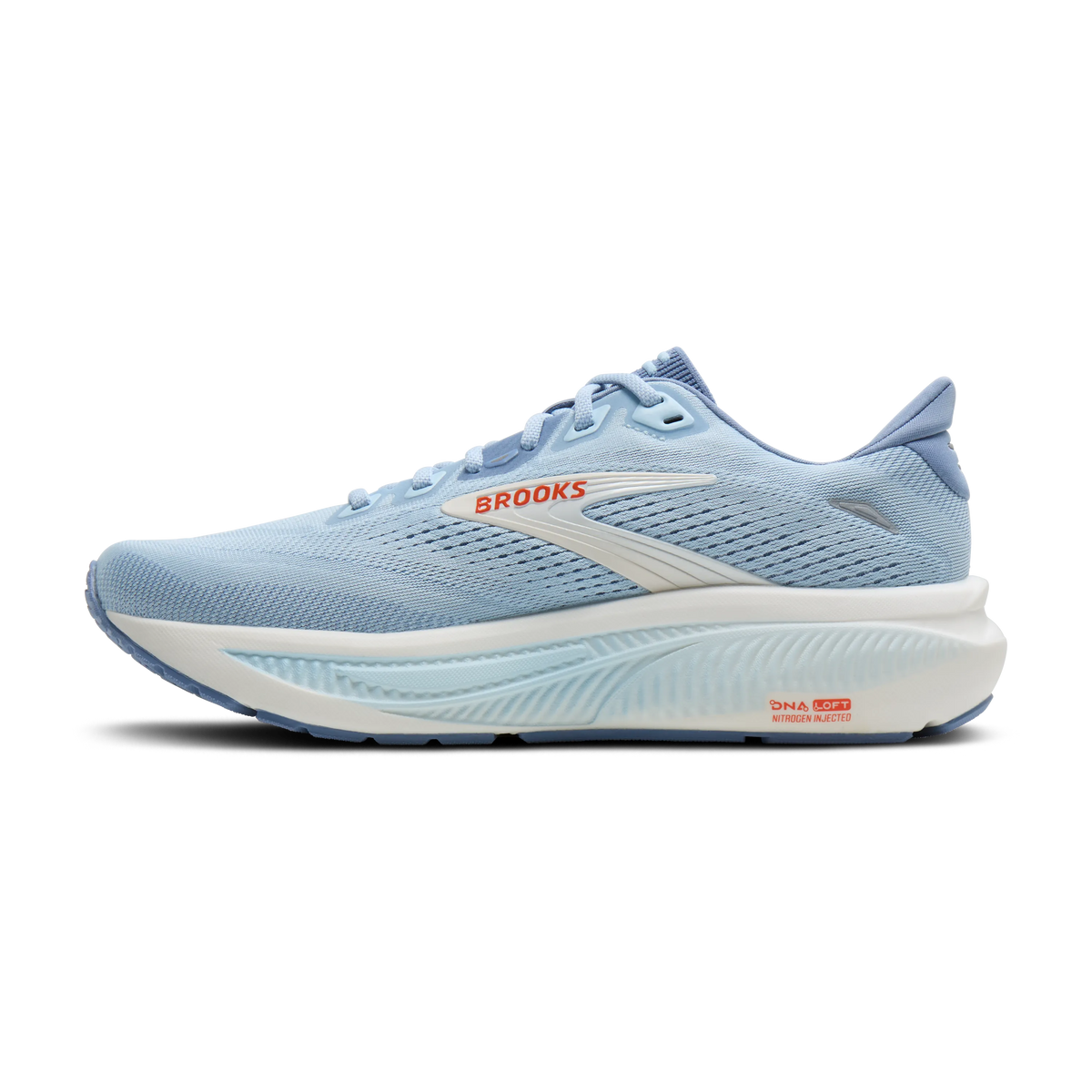 Brooks Ghost 18 women's running shoe in Nantucket/Tigerlily/Coconut — medial view
