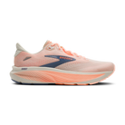 Brooks Ghost 18 women's running shoe in Star White/Cyber Peach/Grey — lateral view