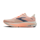 Brooks Ghost 18 women's running shoe in Star White/Cyber Peach/Grey — medial view