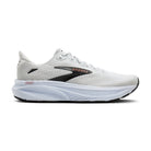 Brooks Ghost 18 women's running shoe in White/Black/Rose Gold — lateral view