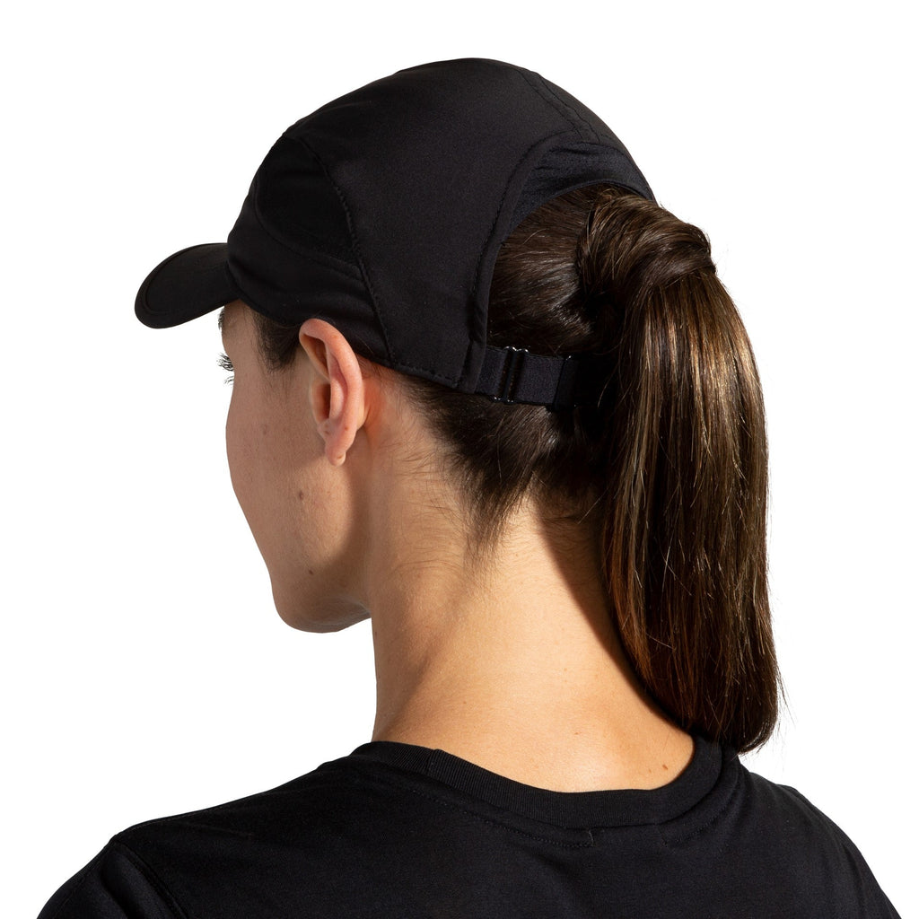 Unisex Brooks Chaser Hat. Black. Rear/Lateral view.