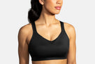 Women's Brooks Convertible Sports Bra in Black, front view