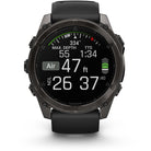 Garmin Fenix 8 AMOLED Sapphire. Carbon Gray DLC Titanium/Black. Front view.