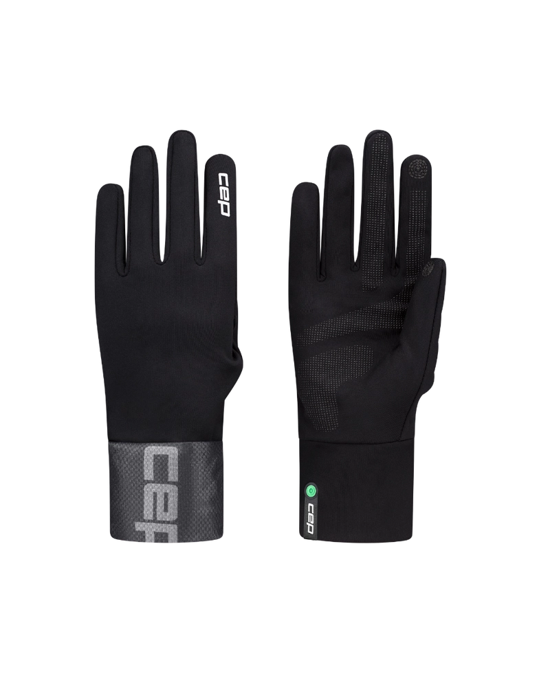 CEP Pro Run 2 in 1 Gloves. Black.
