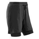 Men's CEP 2-in-1 Training Shorts. Black. Lateral/Front view.