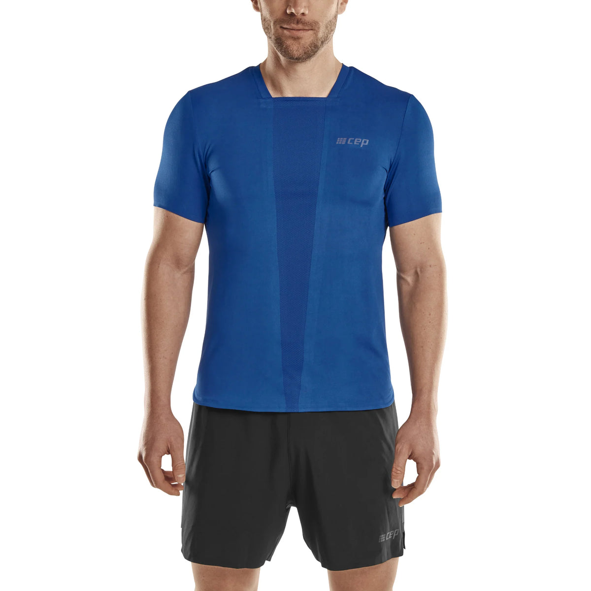 Men's CEP Run Shirt. Blue. Front view.