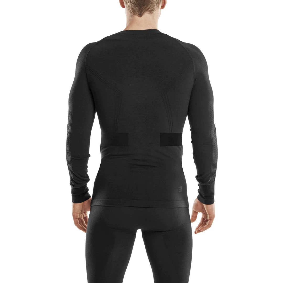 Men's CEP Ski Merino Baselayer. Black. Rear view.
