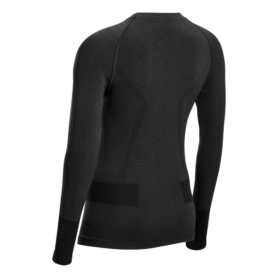 Women's CEP Ski Merino Baselayer. Black. Rear view.