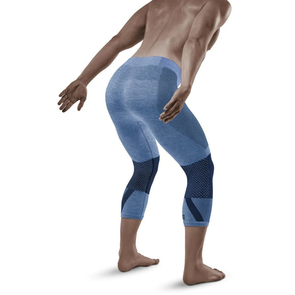 Men's CEP Ski Touring Tights. Blue. Rear/Lateral view.