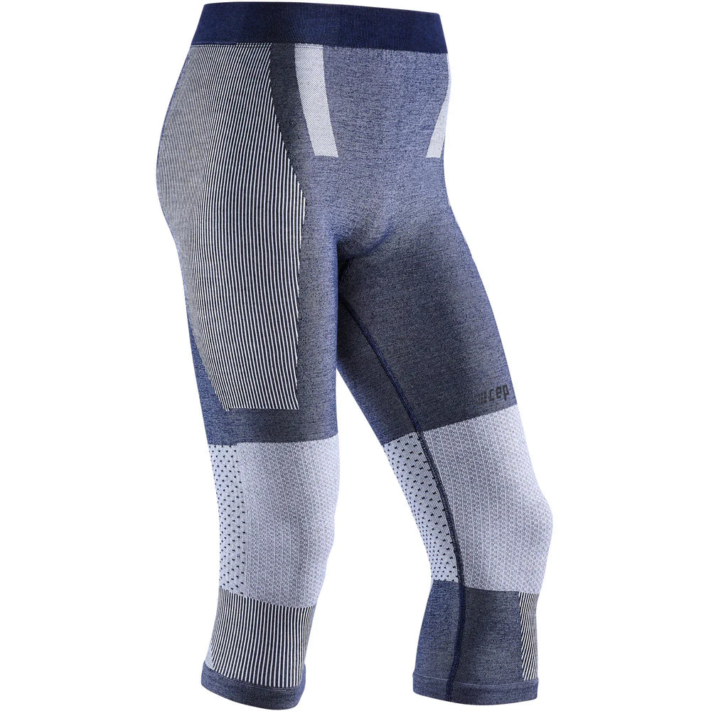 Men's CEP Ski Touring Tights. Blue. Lateral view.
