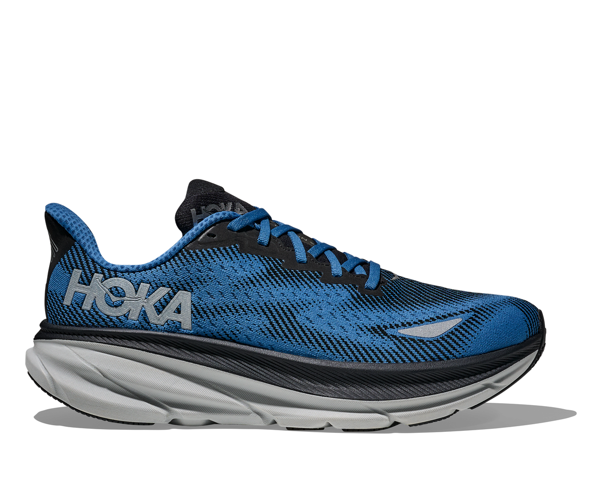 Hoka Clifton 9 GTX men's waterproof running shoe in Black/Foggy Night