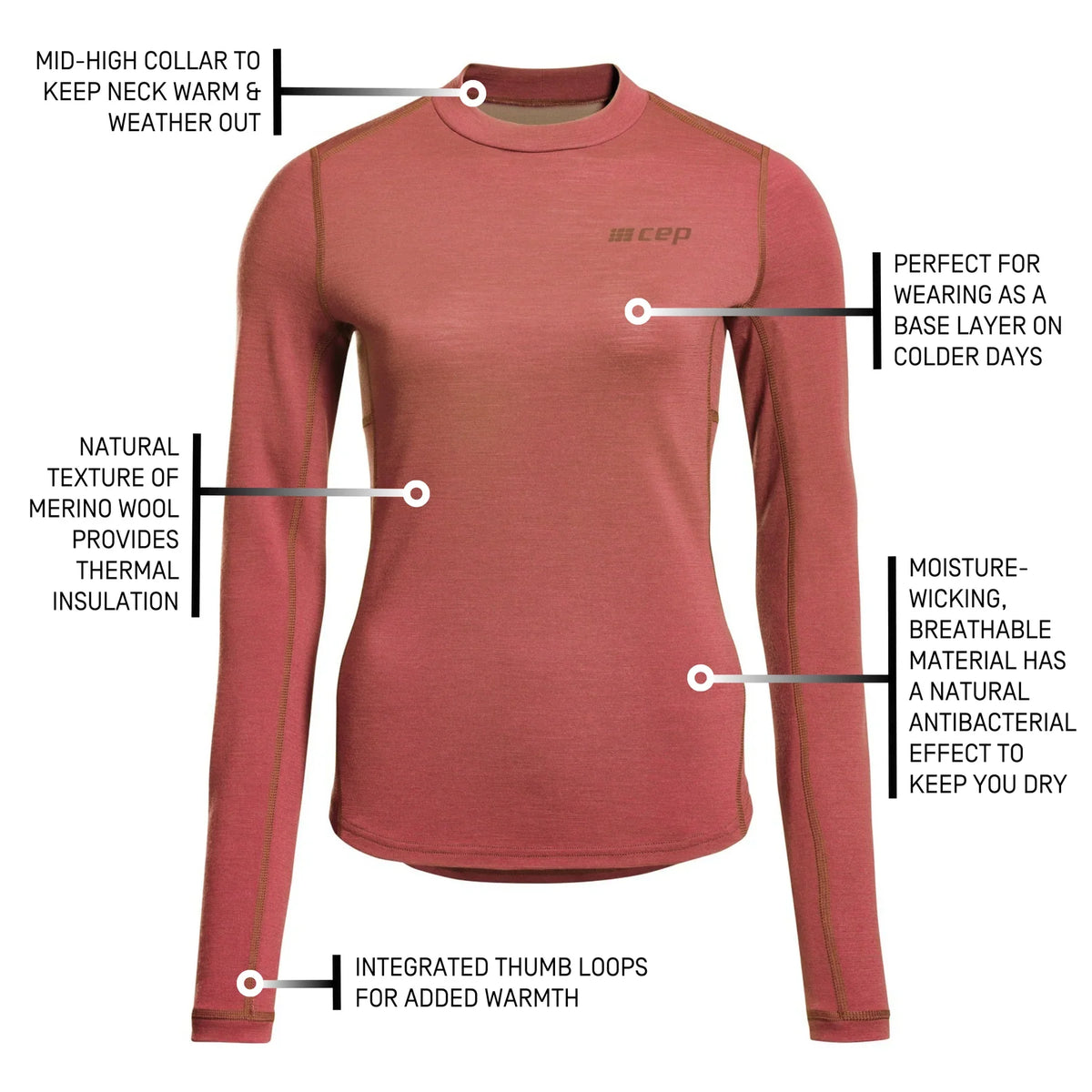 CEP Cold Weather Merino Long Sleeve Women's Rose