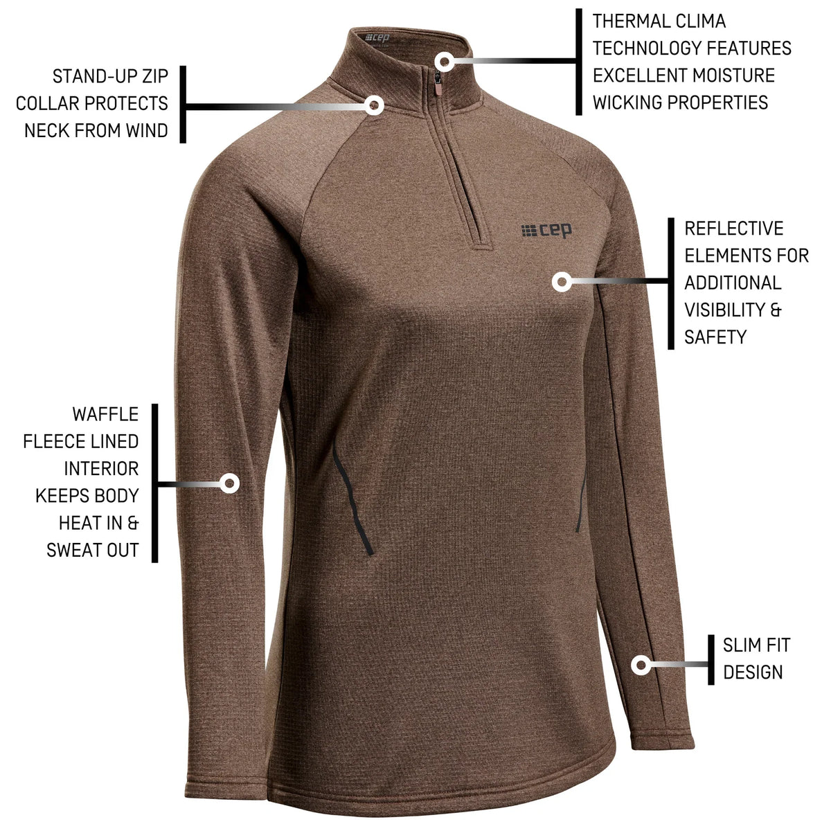 CEP Women's Cold Weather Quarter Zip Brown