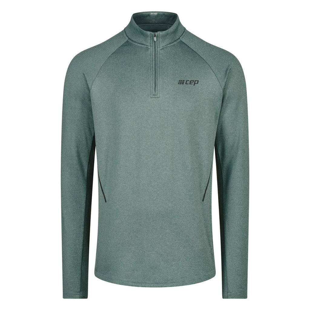 Men's CEP Cold Weather Quarter Zip Pullover. Blue/Grey. Front view.
