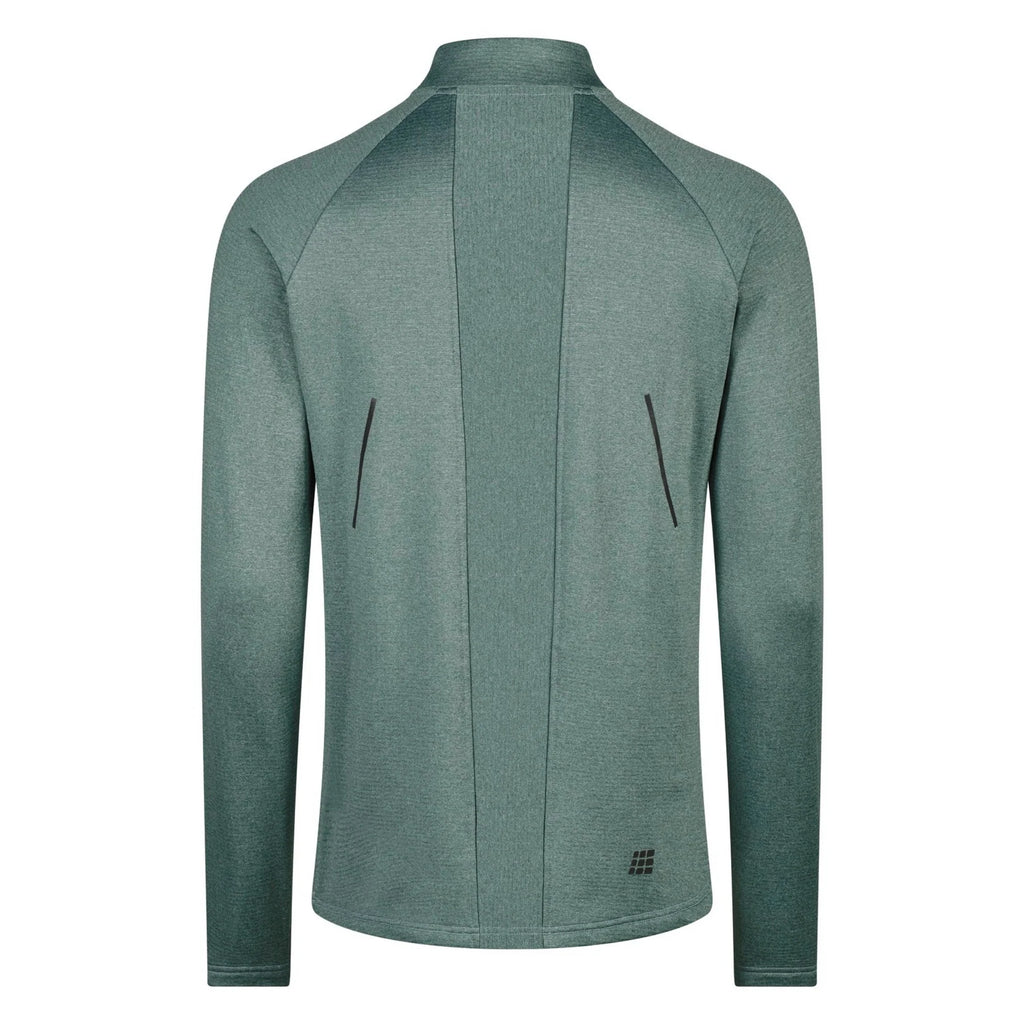 Men's CEP Cold Weather Quarter Zip Pullover. Blue/Grey. Rear view.