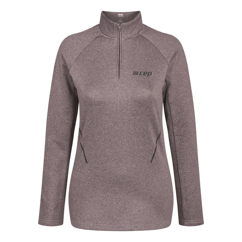Women's CEP Cold Weather Quarter Zip. Grey. Front view.