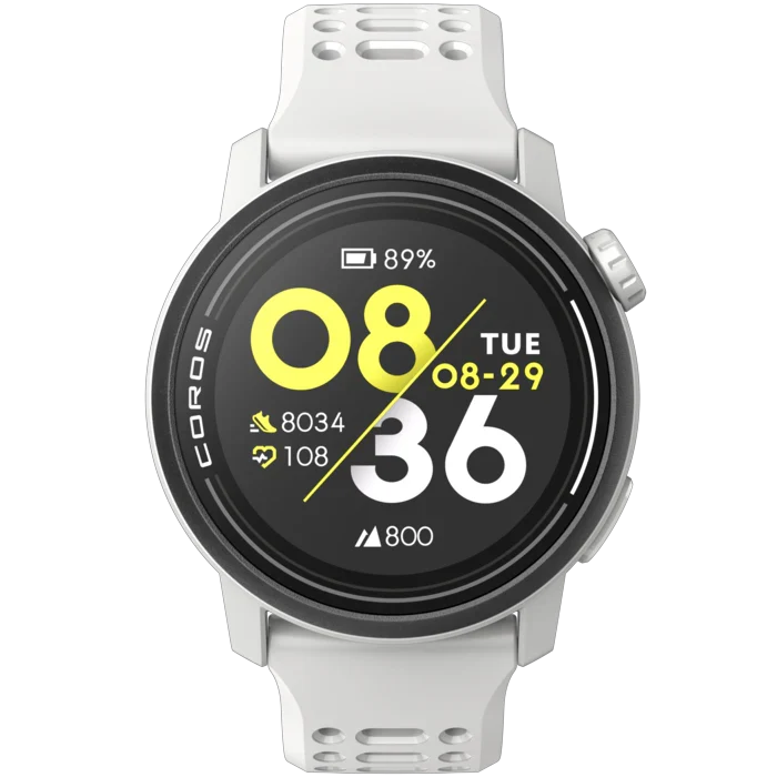 COROS PACE 3 GPS sports watch in White with silicone band front view