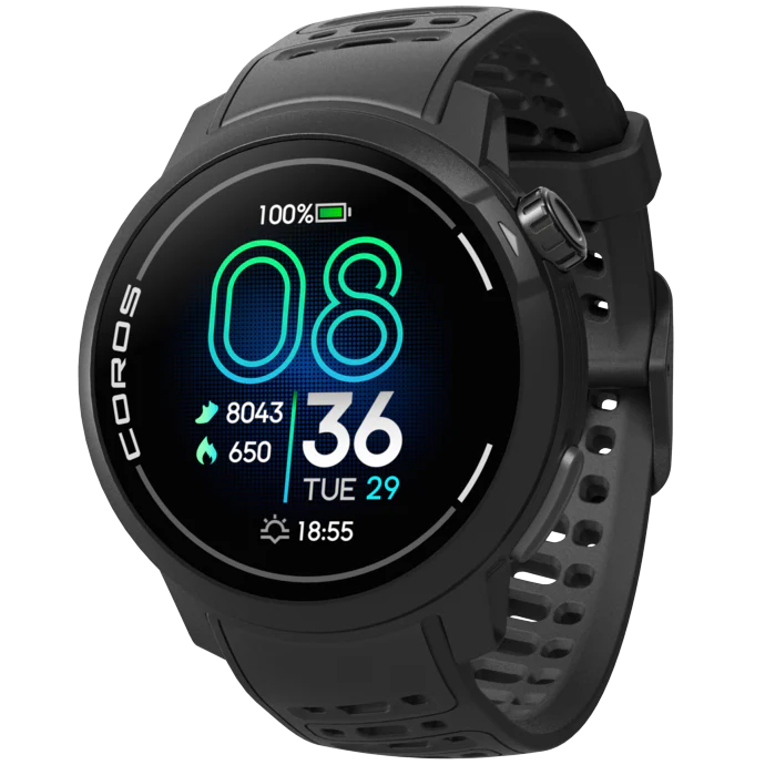 Coros Pace Pro. Black. Front view.