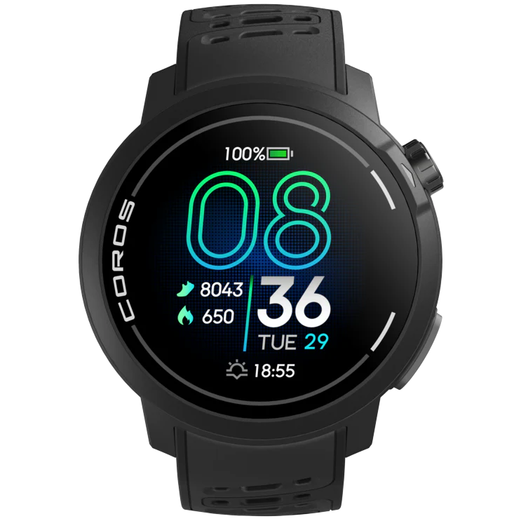 Coros Pace Pro. Black. Front view.