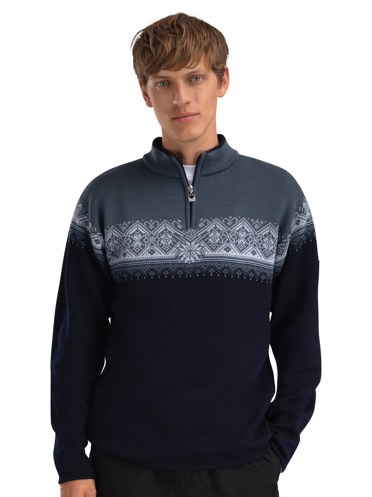 Dale of Norway Moritz Masc Sweater in Marine/Steel/Ice