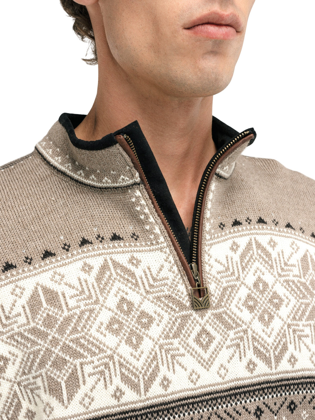 Dale of Norway Blyfjell Sweater Unisex in Mountainstone/Off White/Coffee