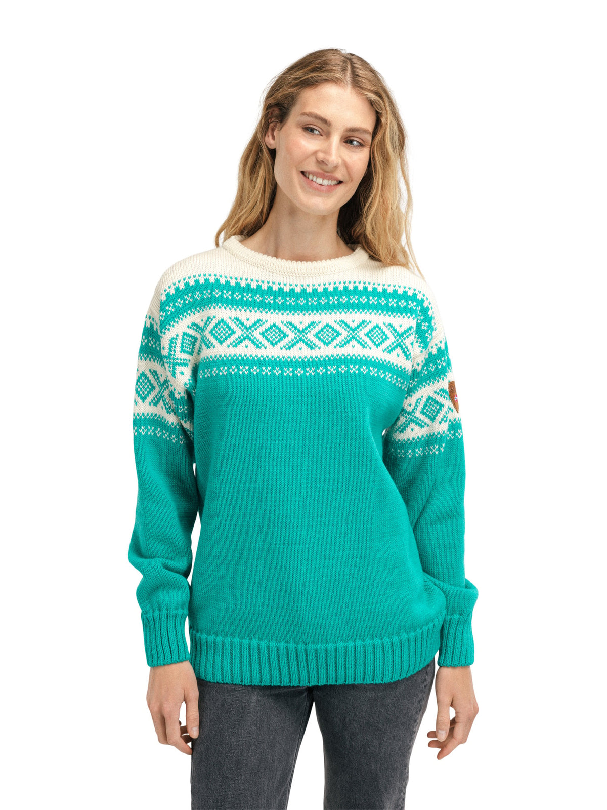Dale of Norway Cortina 1956 Sweater Unisex in Peacock/Off White