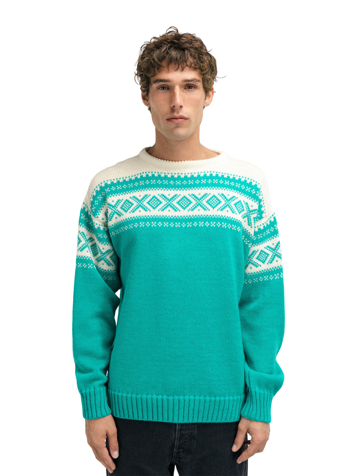 Dale of Norway Cortina 1956 Sweater Unisex in Peacock/Off White