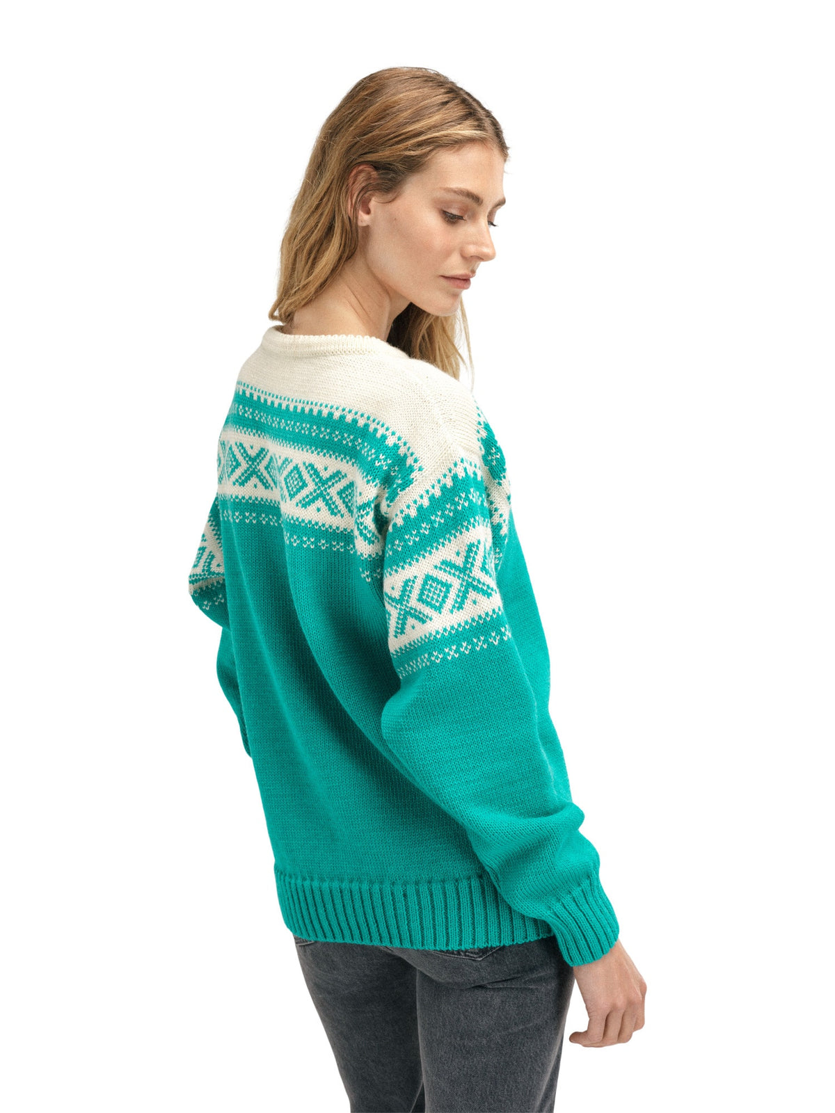 Dale of Norway Cortina 1956 Sweater Unisex in Peacock/Off White