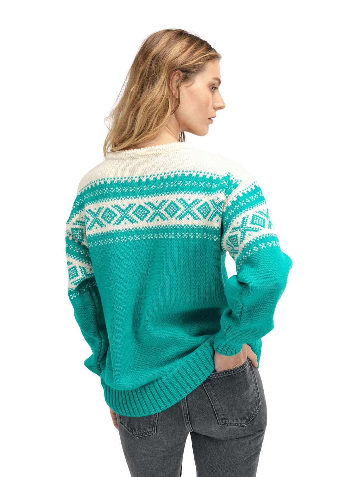 Dale of Norway Cortina 1956 Sweater Unisex in Peacock/Off White