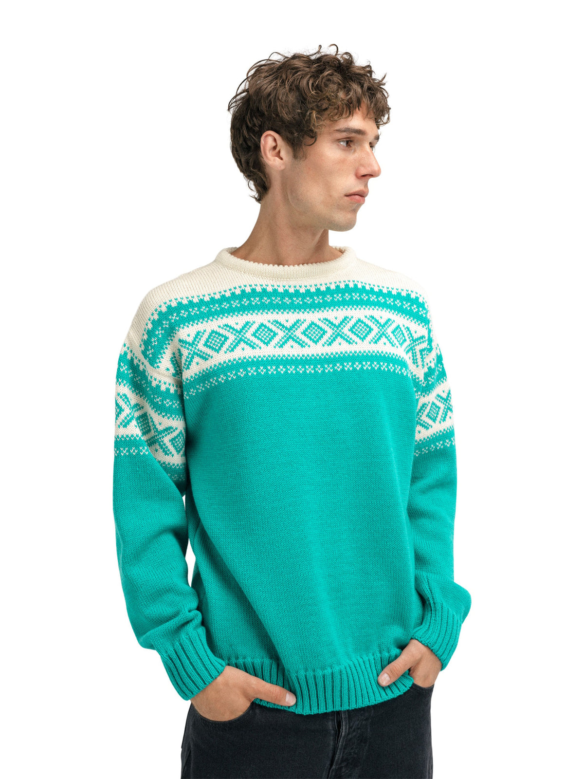 Dale of Norway Cortina 1956 Sweater Unisex in Peacock/Off White