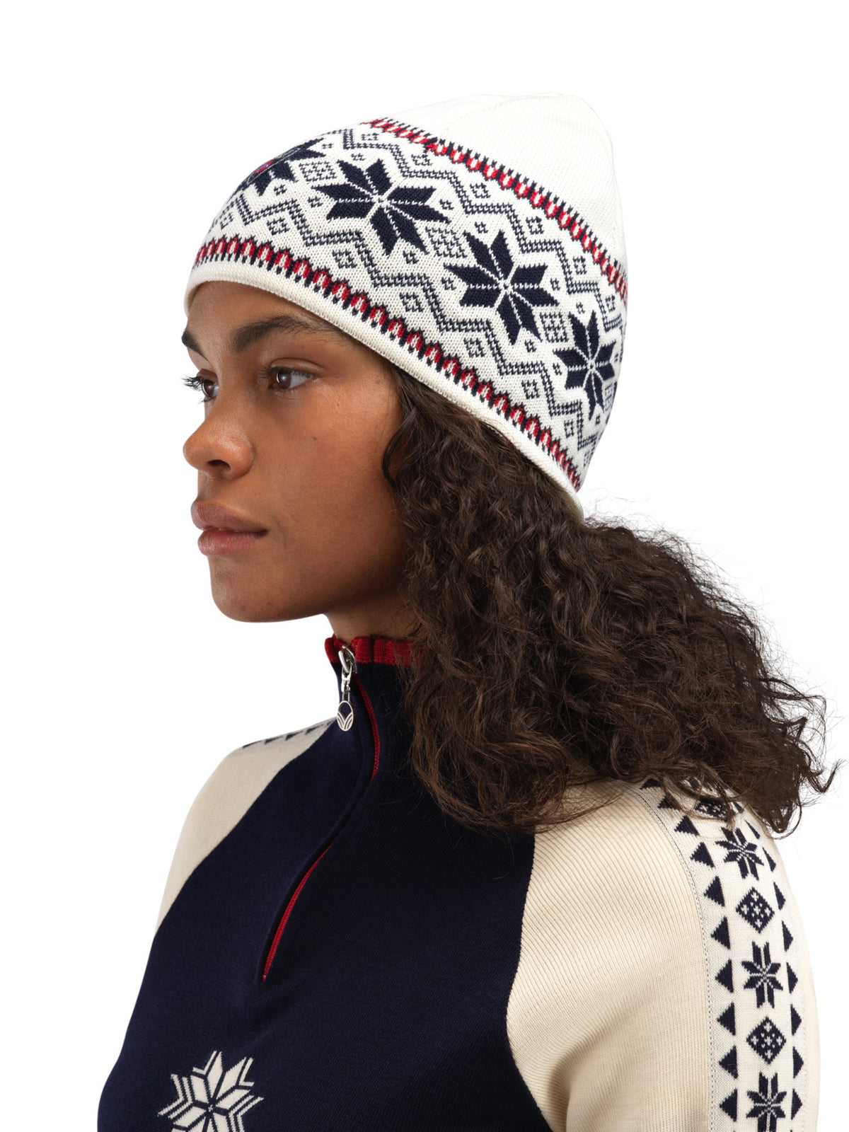 Dale of Norway Garmisch Hat Unisex in Off White/Navy/Raspberry