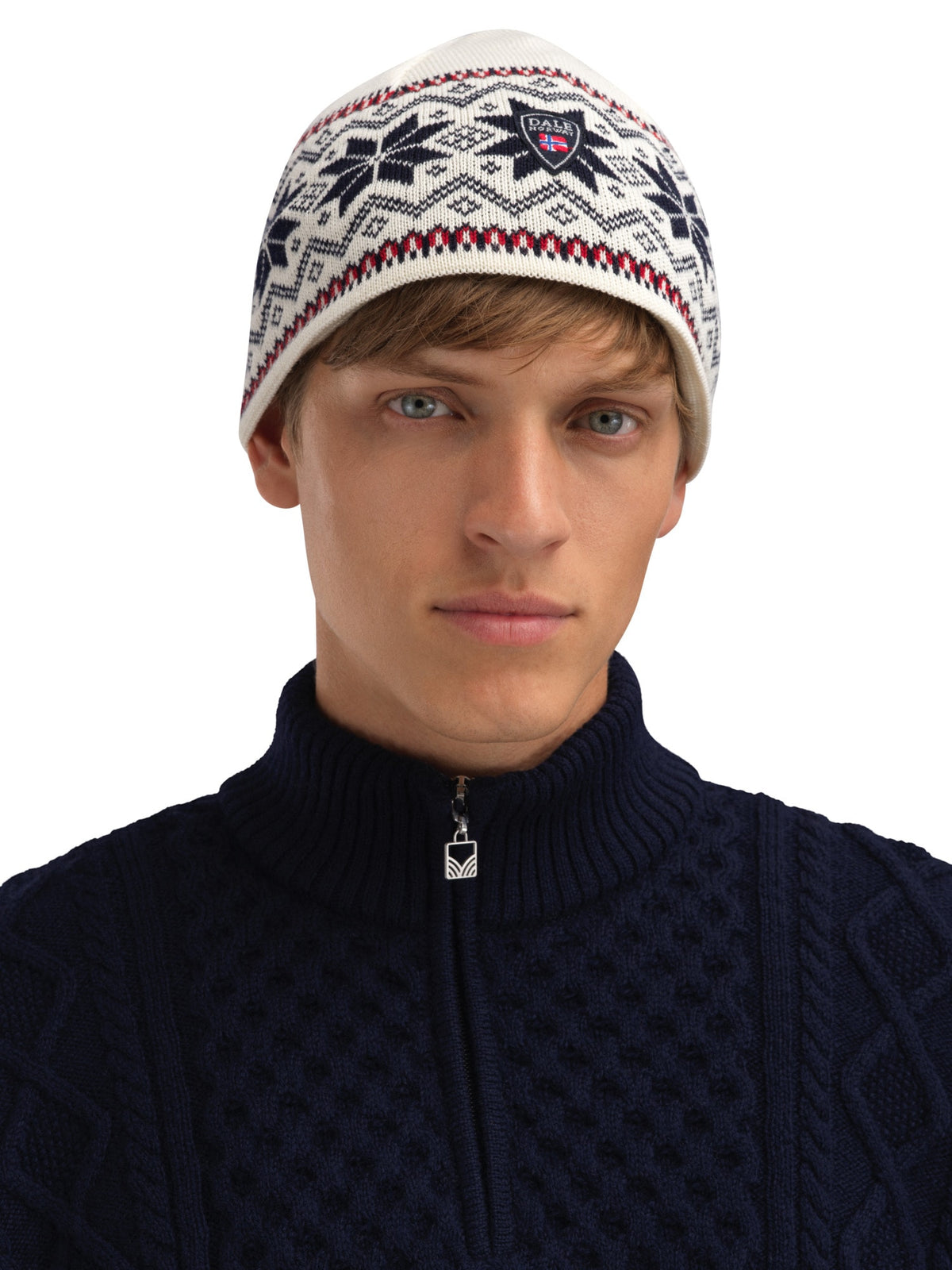 Dale of Norway Garmisch Hat Unisex in Off White/Navy/Raspberry