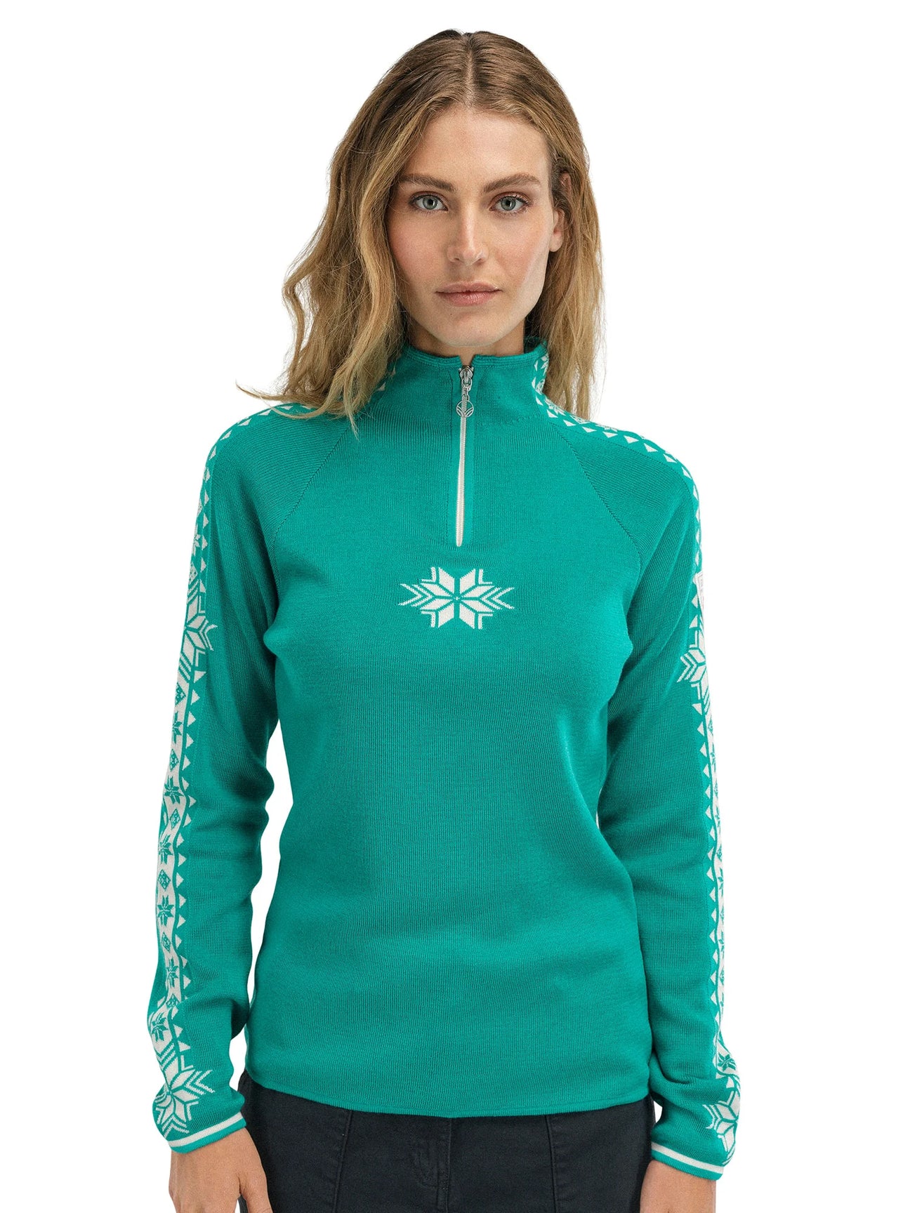 G9743*グースプレイヤー☆ウール混☆総柄☆ニット☆セーター☆マルチカラー☆L Dale of Norway | Geilo Sweater | Women's | Peacock/Off White