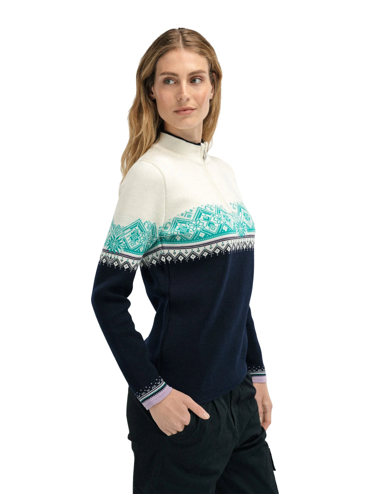 Dale of Norway Moritz Sweater Women's in Marine/Off White/Peacock product view