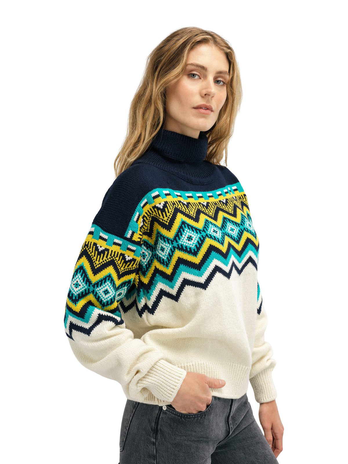 Dale of Norway Randaberg Sweater Women's in Off White/Navy/Peacock