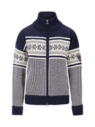 Dale of Norway Vola Navy and Off White women's windproof wool jacket, straight-on front product view