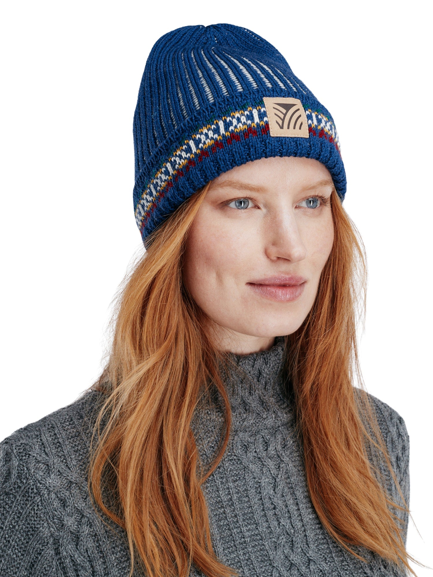 Dale of Norway Wool‎ Knit Beanie Hat Cream Blue Nordic Winter Pom Pom Vintage Traditional Scandinavian Woolen Winter Hat With Nordic Fair  main image 2