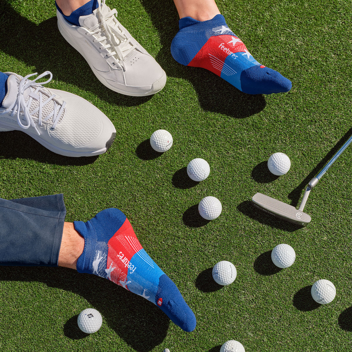 Unisex Feetures! Elite Light Cushion. NST. Red/White/Blue 