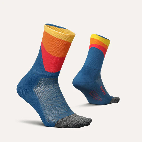 Feetures Elite Light Cushion Mini Crew. Blue/Red/Orange/Yellow.
