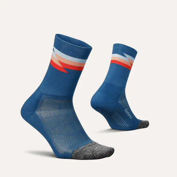 Feetures Elite Light Cushion Mini Crew. Blue/Red/Light Blue.