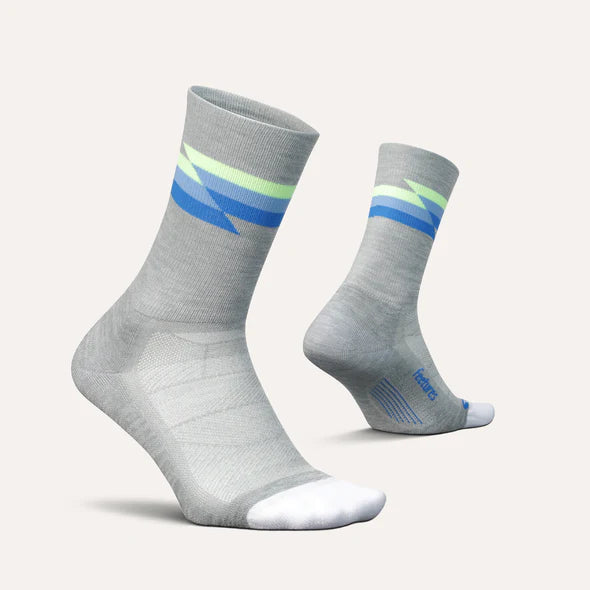Feetures Elite Light Cushion Mini Crew. Grey/Blue/Green.