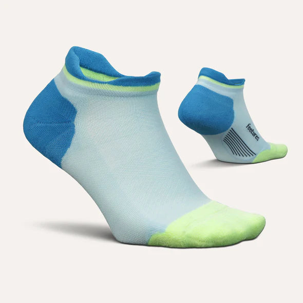 Feetures Elite Max Cushion No Show Tab. Blue/Light Blue/Green